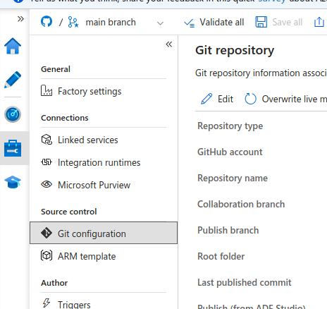 Azure Data Factory Git Repository