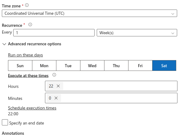 Azure Data Factory Scheduling
