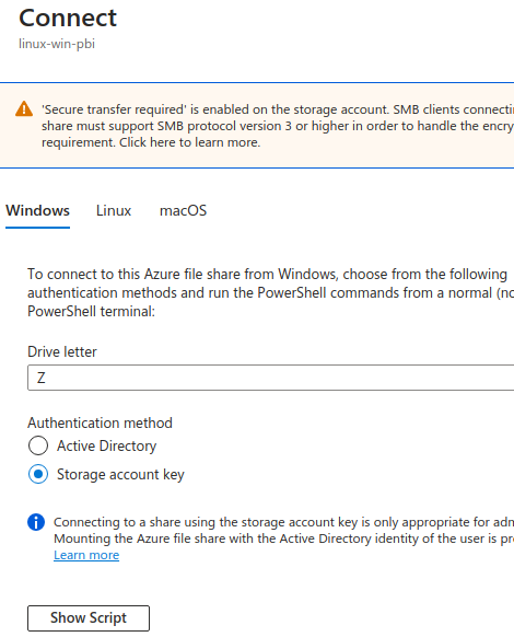 Azure Windows VM File Share Script