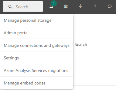 Power BI Publish to a Website Admin Portal Menu